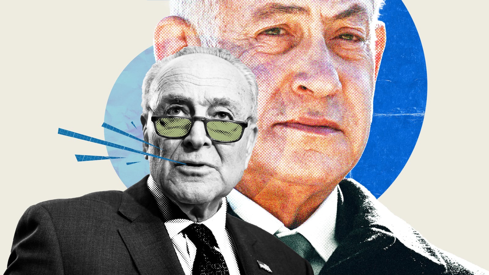 Photo illustration of Chuck Schumer and Bibi Netanyahu