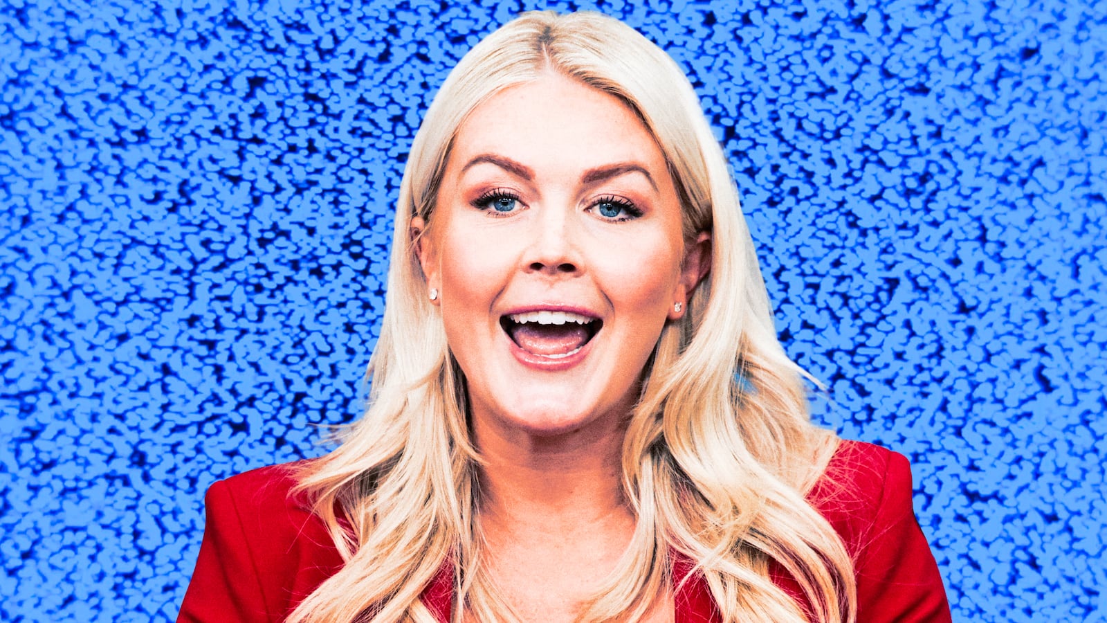 A photo illustration of Karoline Leavitt.