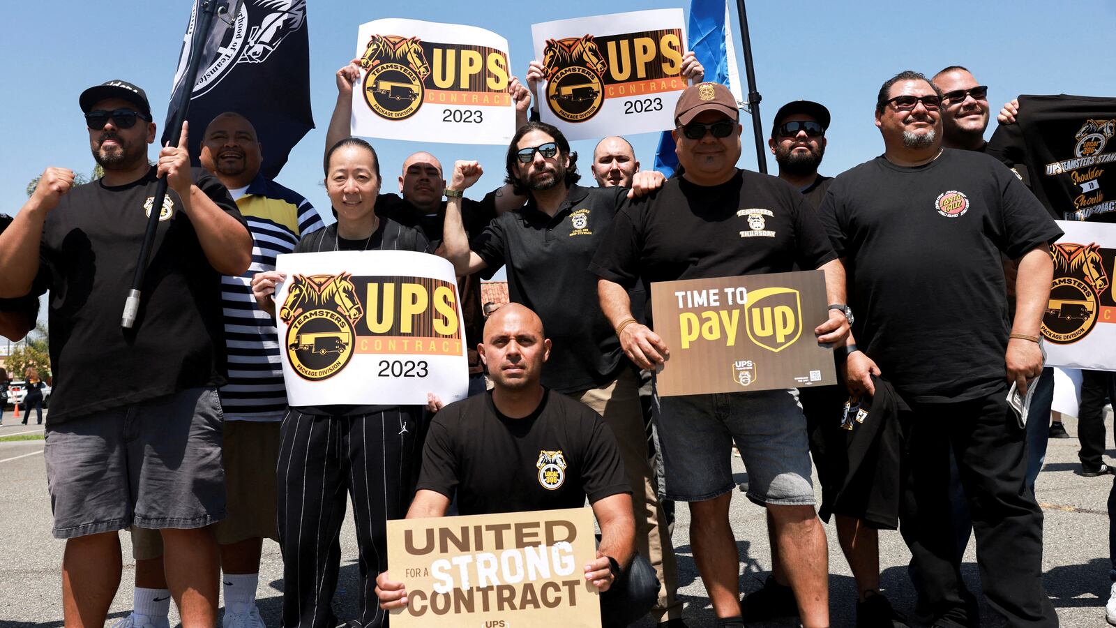 United Parcel Service and the Teamsters hold a rally before before the beginning of the largest U.S. private sector labor contract talks covering more than 330,000 U.S. drivers, package handlers and loaders at the global delivery firm.
