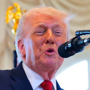 President Donald Trump speaks during a Road Dedication Ceremony at Mar-a-Lago on January 16, 2026 in Palm Beach, Florida.