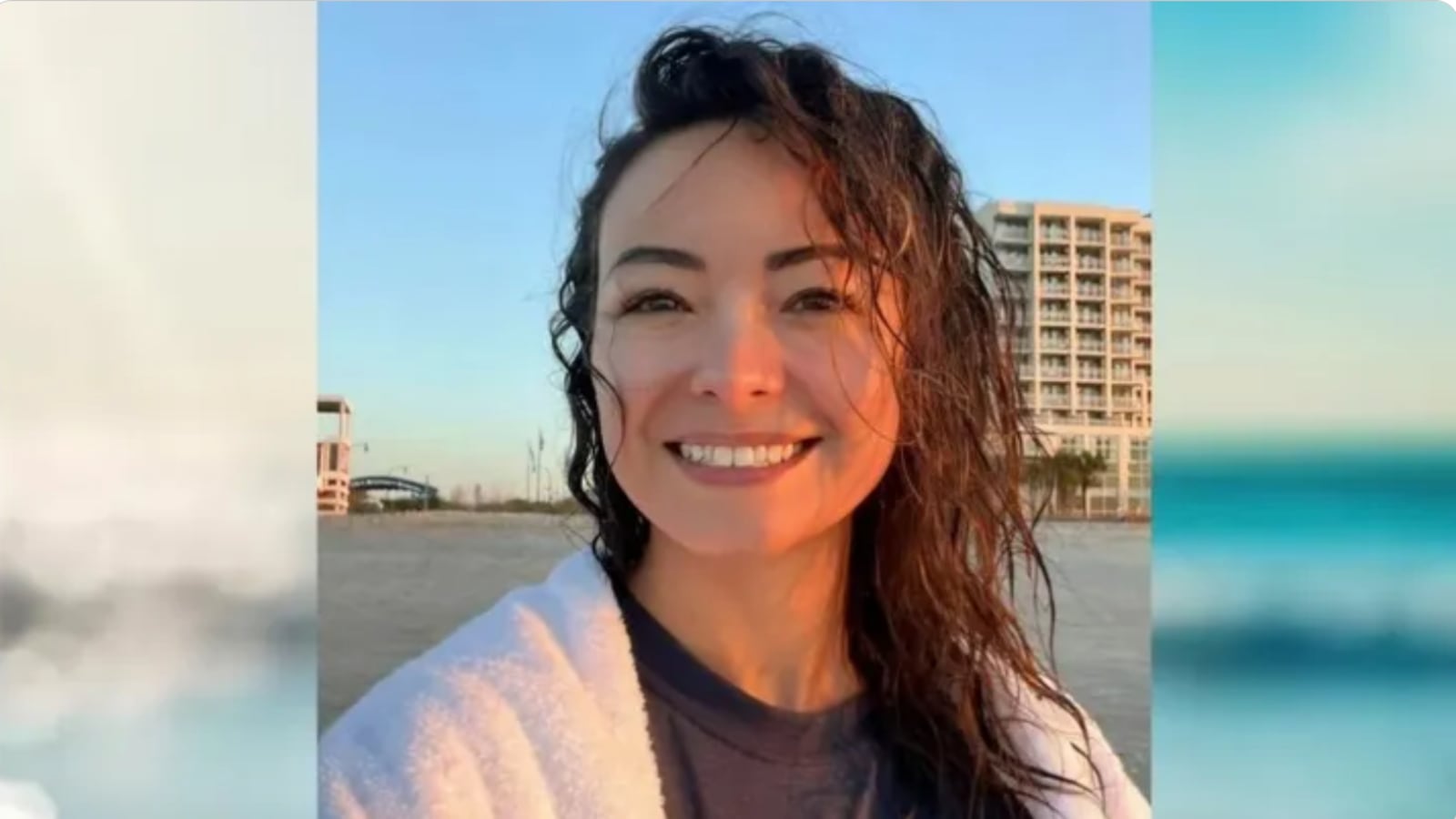 Mica Miller smiles in a selfie taken at the beach.
