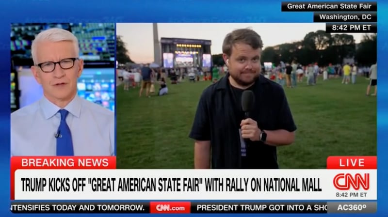 Donie O'Sullivan reporting from the Great American State Fair