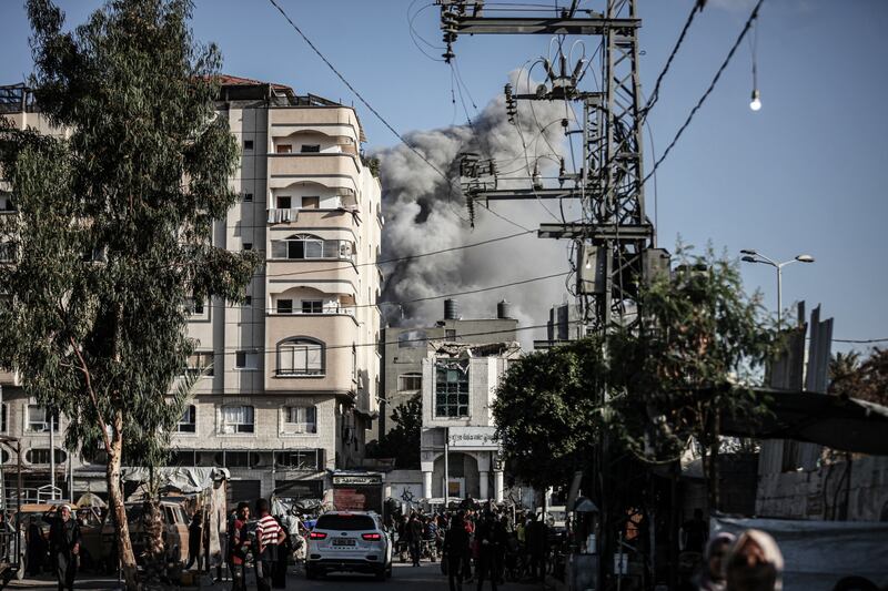 Smoke rises after Israel bombed Gaza on Sunday.