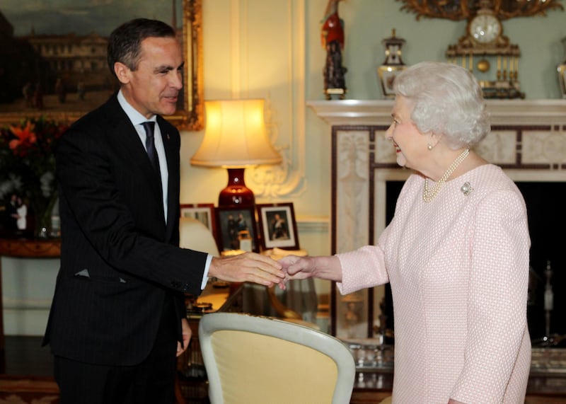 Governor of the Bank of England Mark Carney during an audience with Queen Elizabeth II at Buckingham Palace, central London.   (Photo by Sean Dempsey/PA Images via Getty Images)