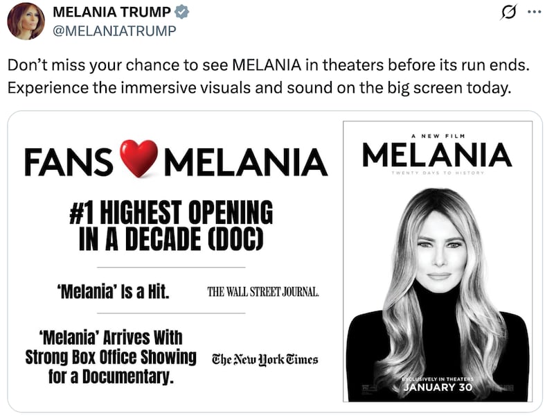 Melania's X plea.