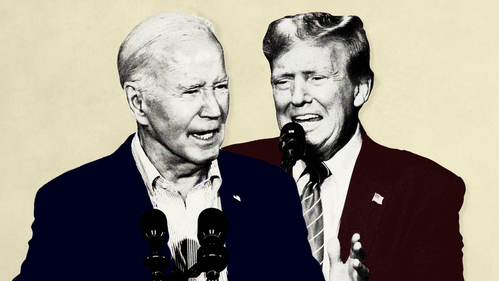 A photo illustration showing Donald Trump and Joe Biden.
