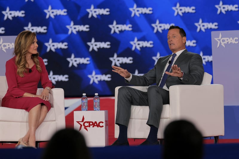 Richard Grenell and Mercedes Schlapp attend the Conservative Political Action Conference (CPAC) USA 2026 at the Gaylord Texan Resort and Convention Center, in Grapevine, Texas, U.S. March 27, 2026.  REUTERS/Callaghan O'Hare