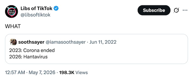 A June 11, 2022, post suggested that there would be a hantavirus outbreak this year. Similar posts have emerged in the past when pages share numerous future predictions and then delete those that do not come true.