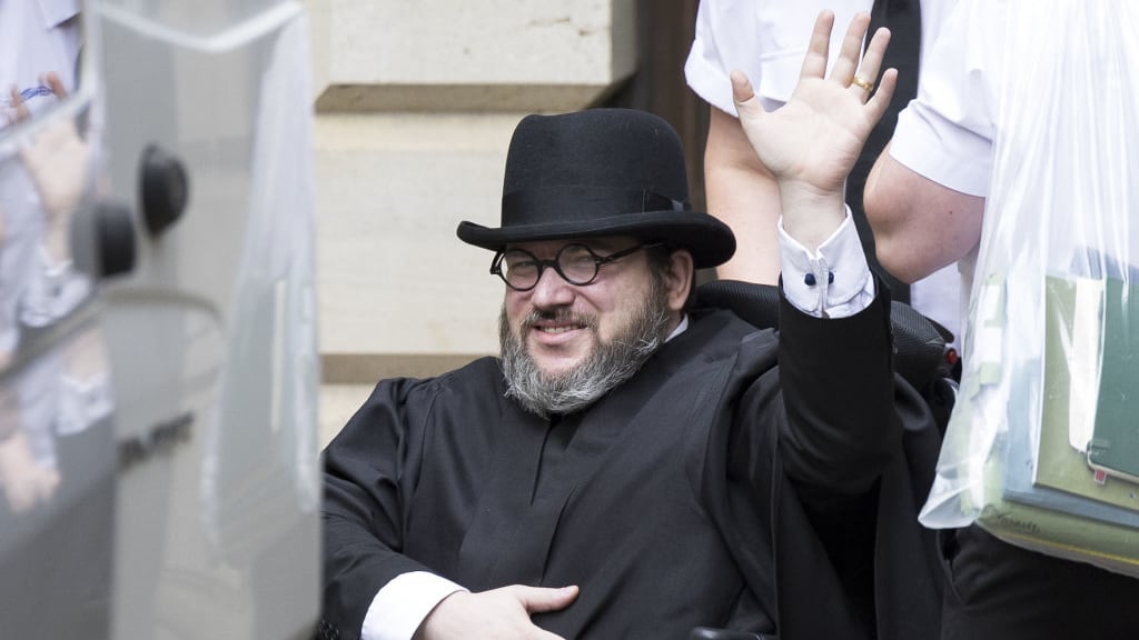 Nicholas Rossi departs Edinburgh Sheriff Court after his US extradition hearing on July 12, 2023 in Edinburgh, Scotland.