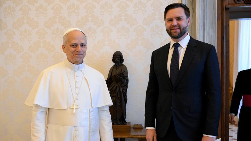 Pope Leo XIV meets with US Vice President JD Vance, on May 19, 2025 in Vatican City, Vatican.