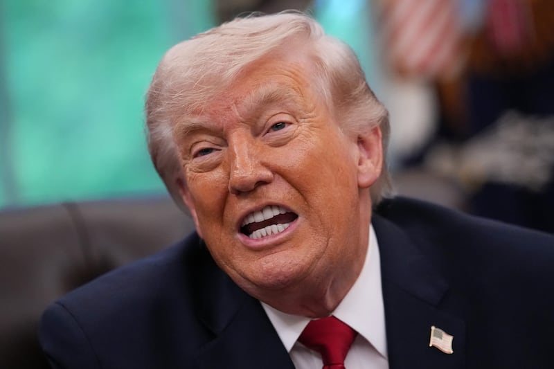 WASHINGTON, DC - APRIL 29: U.S. President Donald Trump speaks during an event with the Artemis II astronauts in the Oval Office of the White House on April 29, 2026 in Washington, DC. The astronauts set a new record for the farthest any human has ever traveled into space aboard the Artemis II Space Launch System rocket and Orion spacecraft, orbiting around the moon and back while reaching 252,756 miles from Earth. (Photo by Andrew Harnik/Getty Images)