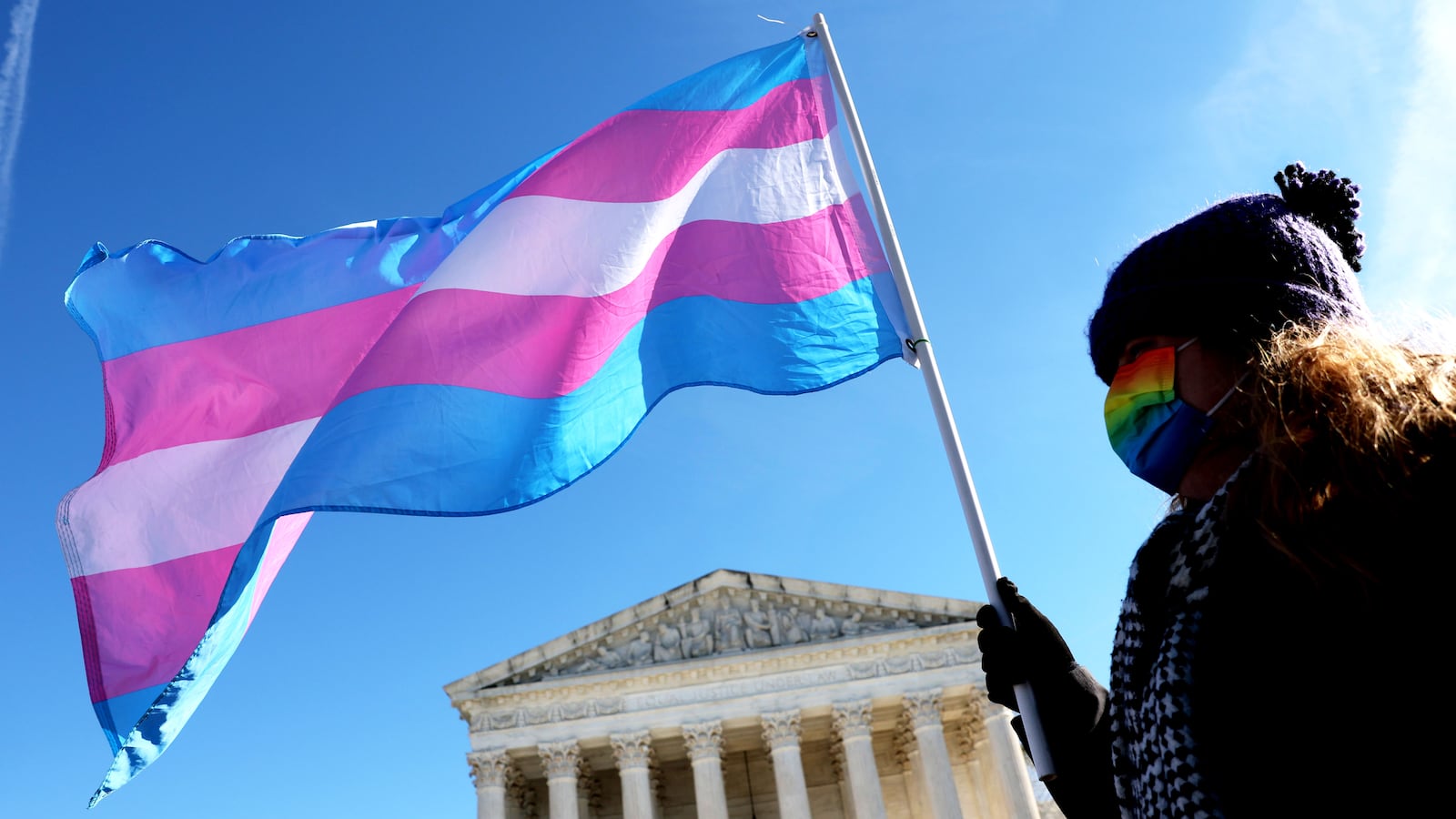 Trans flag flown in front of the US Supreme Court