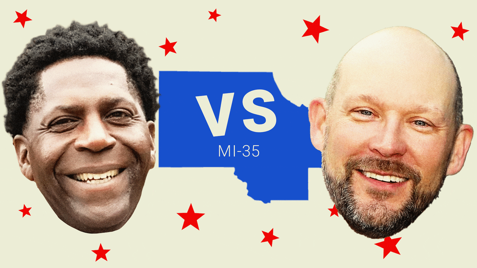 Illustration/illo gif of Chedrick Greene and Justin Tunney with the Michigan 35 district