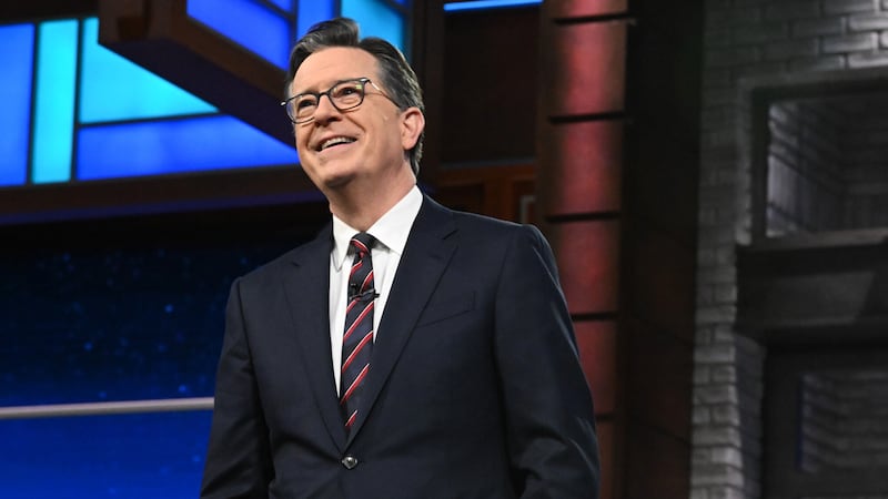 The Late Show with Stephen Colbert during Thursday’s April 16, 2026 show. Photo: Scott Kowalchyk ©2026 CBS Broadcasting Inc. All Rights Reserved.