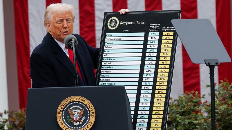 Donald Trump showing his tariff plans in the Rose Garden of the White House.