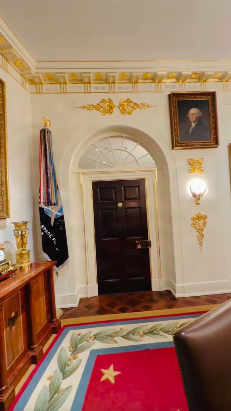 Not even the Cabinet Room’s door frames are safe from the president’s gold spree.