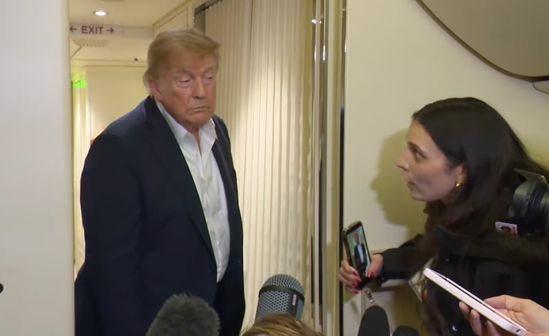 Donald Trump is asked about his January 6 re-posting on Truth Social.