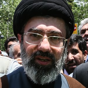 31 May 2019, Iran, Tehran: Mojtaba Khamenei (C), son of Iranian Supreme Leader Ayatollah Ali Khamenei, is pictured during a protest marking the annual al-Quds Day (Jerusalem Day) on the last Friday of the Muslim holy month of Ramadan. Photo: Saeid Zareian/dpa (Photo by Saeid Zareian/picture alliance via Getty Images)