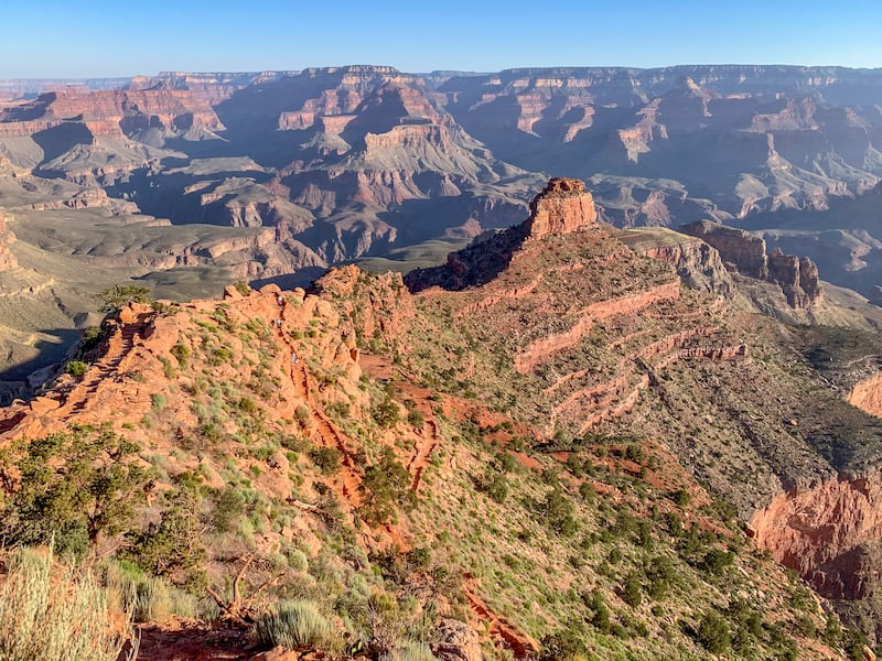 Grand Canyon National Park is seen from the South Kaibab Trail along the South Rim trailhead in Arizona, United States on June 21, 2019.