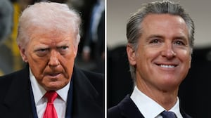 split screen of Donald Trump and Gavin Newsom.