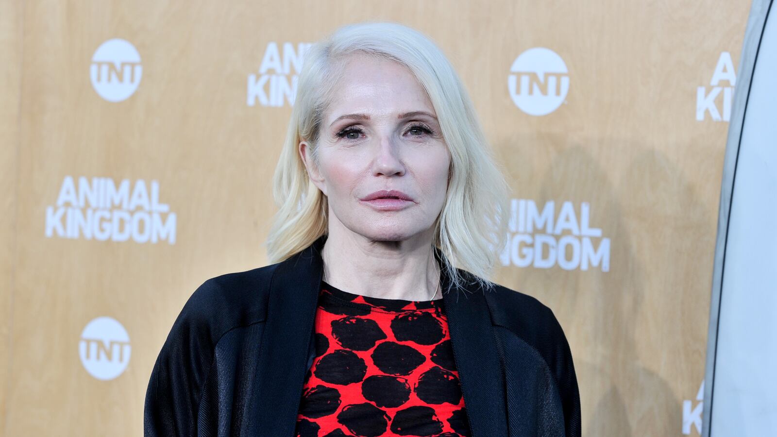 A photo of Ellen Barkin on a red carpet