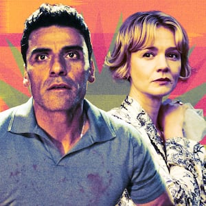 A photo illustration of Oscar Isaac as Josh Martin, Carey Mulligan as Lindsay Crane-Martin in Beef.