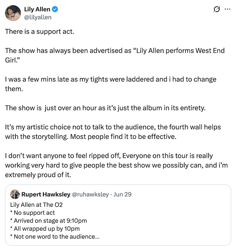 @lilyallen on X.