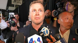 Los Angeles Mayoral candidate Spencer Pratt is seen speaking with the media outside Don Antonio's restaurant on June 02, 2026 in Los Angeles, California.