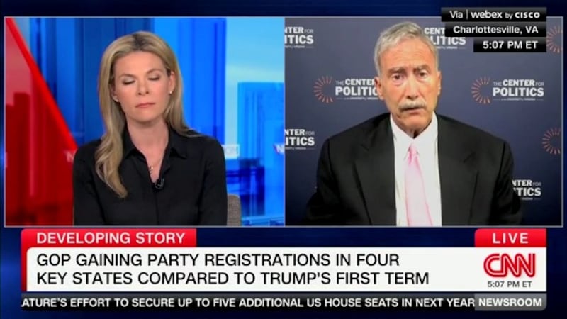 Appearing on CNN Newsroom, Sabato highlighted that just over six months into Trump’s second term, his approval among independents has cratered, pulling his overall job rating deep underwater.