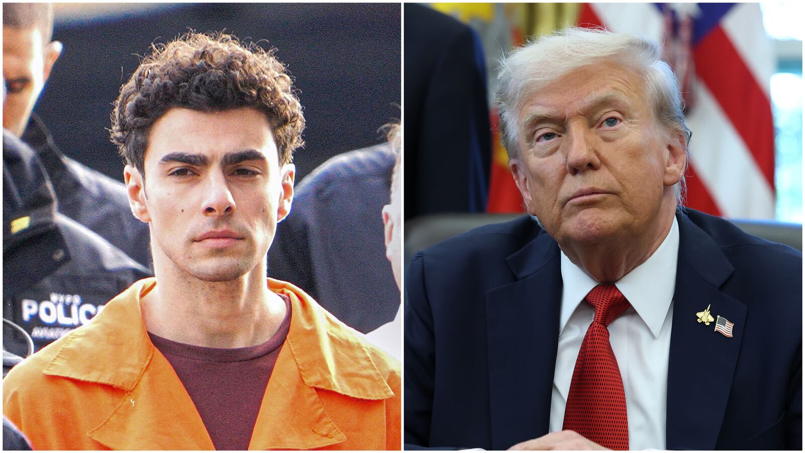 Luigi Mangione (left) and President Donald Trump (right)