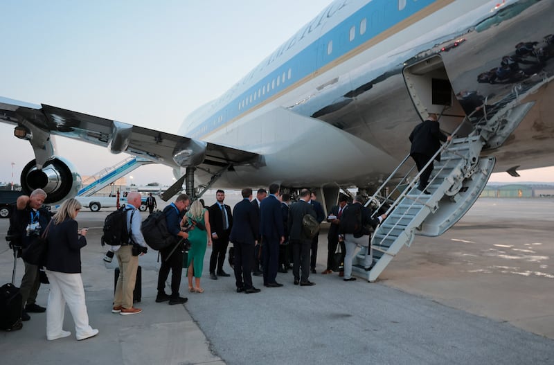 The older Air Force One took Trump from Turkey to England, where he boarded the newer plane.