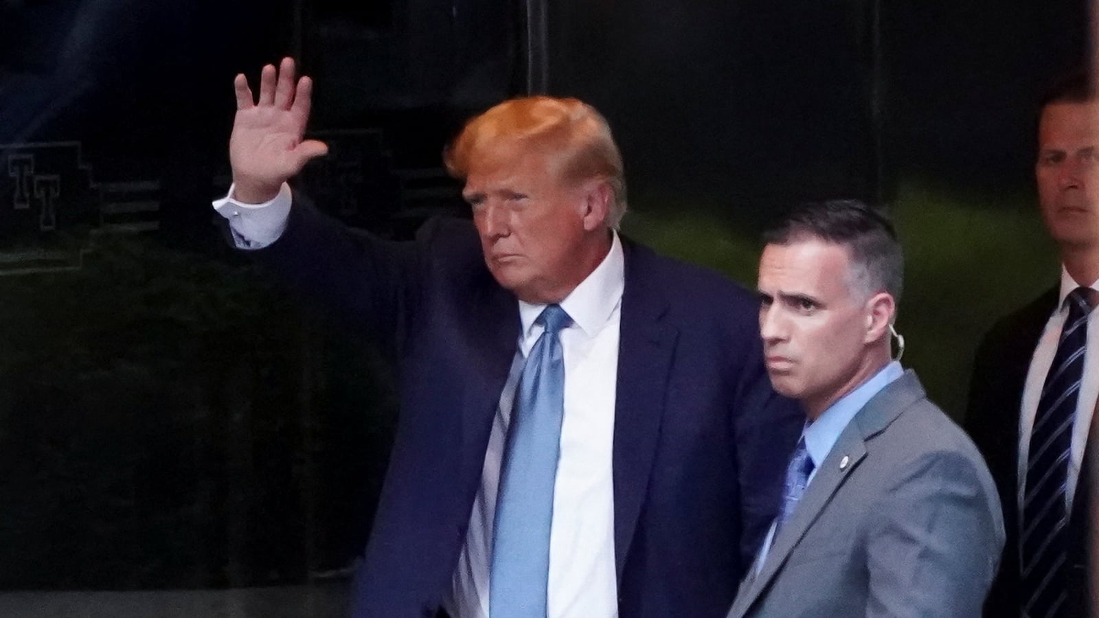 Former U.S. President Donald Trump arrives at Trump Tower after giving a deposition to New York Attorney General Letitia James who sued him and his Trump Organization