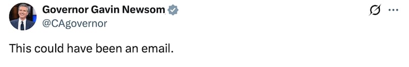 Gavin Newsom trolls Donald Trump on X after his address to the nation.