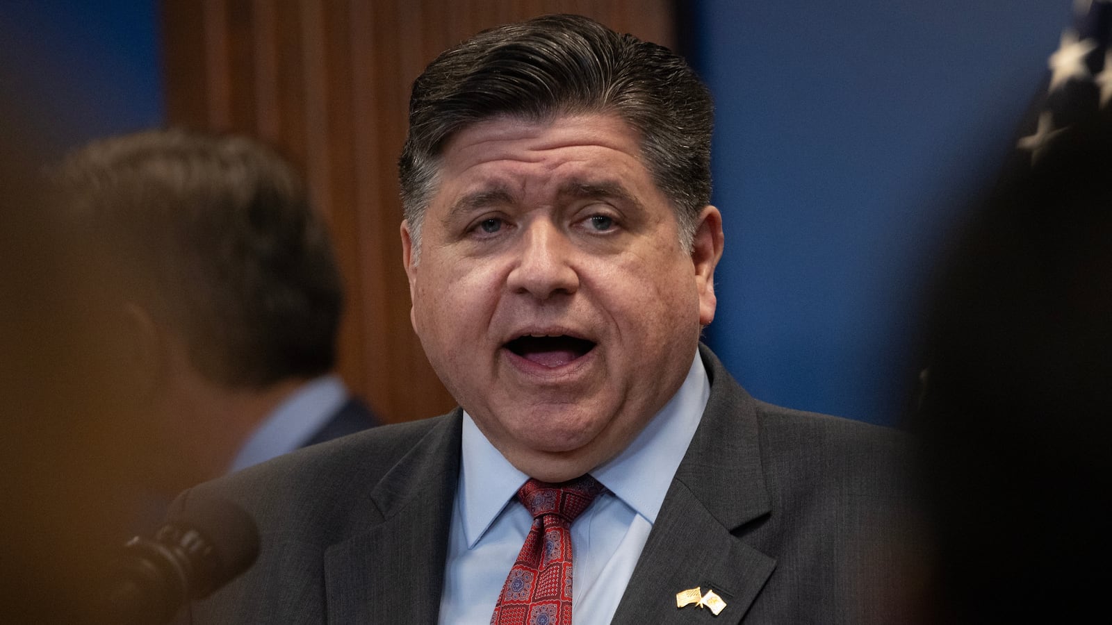 CHICAGO, ILLINOIS - OCTOBER 06: Illinois Gov. JB Pritzker speaks at a news conference October 06, 2025 in Chicago, Illinois. Pritzker, Chicago Mayor Brandon Johnson and other political leaders addressed President Donald Trump's threat to deploy the National Guard to the city. Pritzker accused the president of using the troops as political props and of trying to incite violence in the city for political gain. (Photo by Scott Olson/Getty Images)