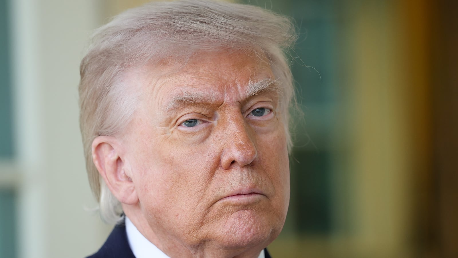 President Donald Trump speaks to the press during an event outside the Oval Office of the White House on April 13, 2026 in Washington, DC.
