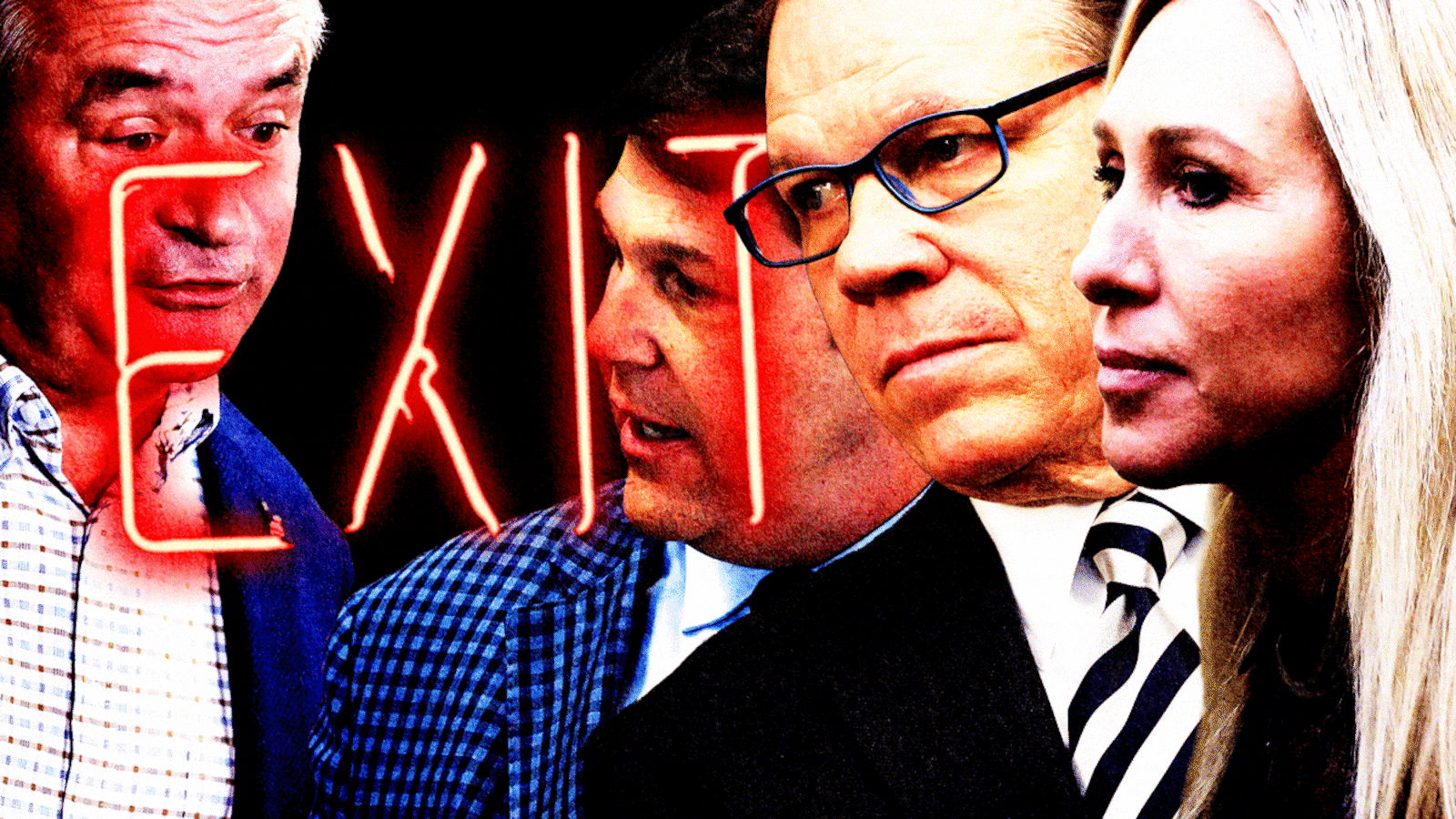 Marjorie Taylor Green, Sam Graves, Don Bacon, Jodey Arrington and an exit sign