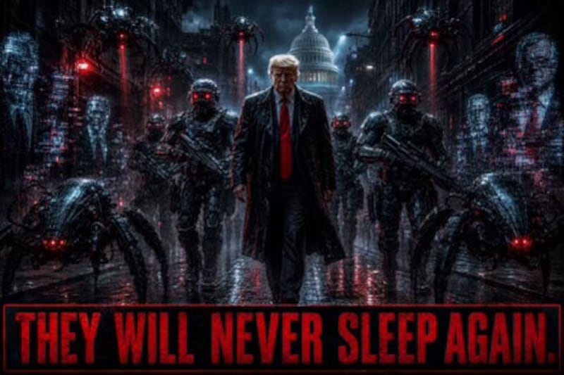 Screenshot of Trump’s Truth Social post of a robotic army.