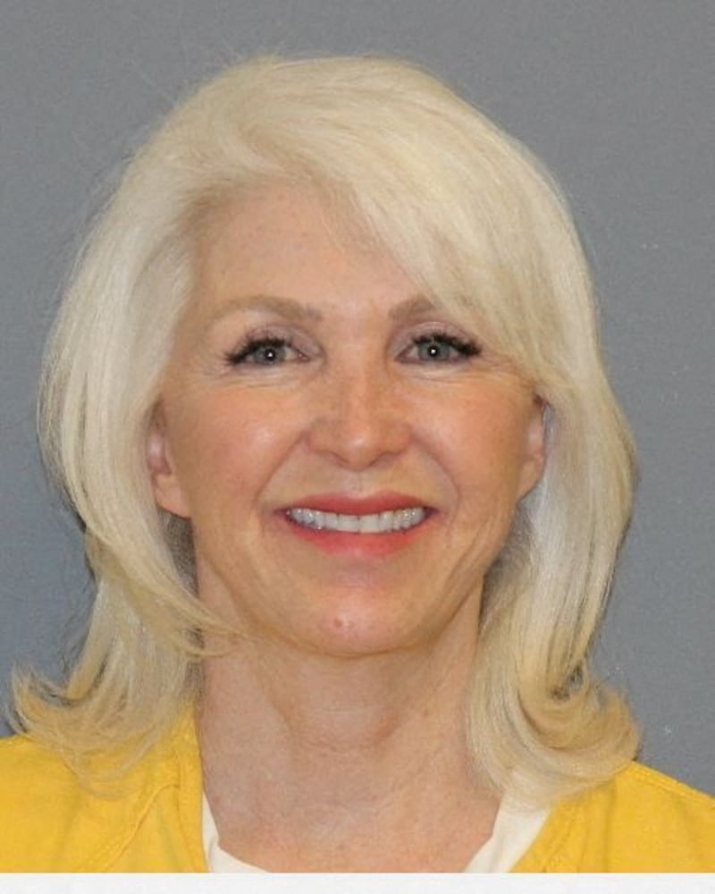 Peters, the Mesa County, Colorado, clerk convicted on multiple felony counts stemming from an election security breach, poses in a jail booking photograph in Grand Junction, Colorado, in March 2022.