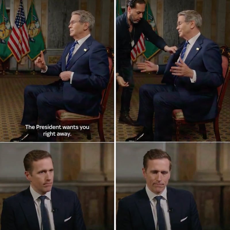 Sky host Wilfred Frost was interviewing Scott Bessent when Donald Trump called him.