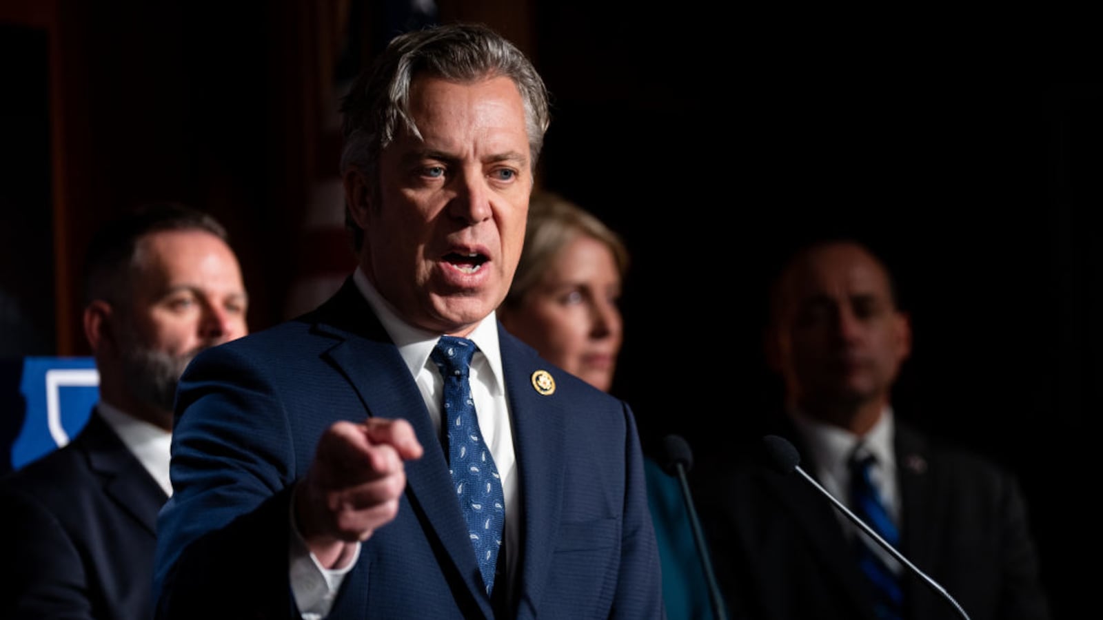 Rep. Andy Ogles, R-Tenn., speaks during a news conference on border security and funding on Wednesday, January 10, 2024.