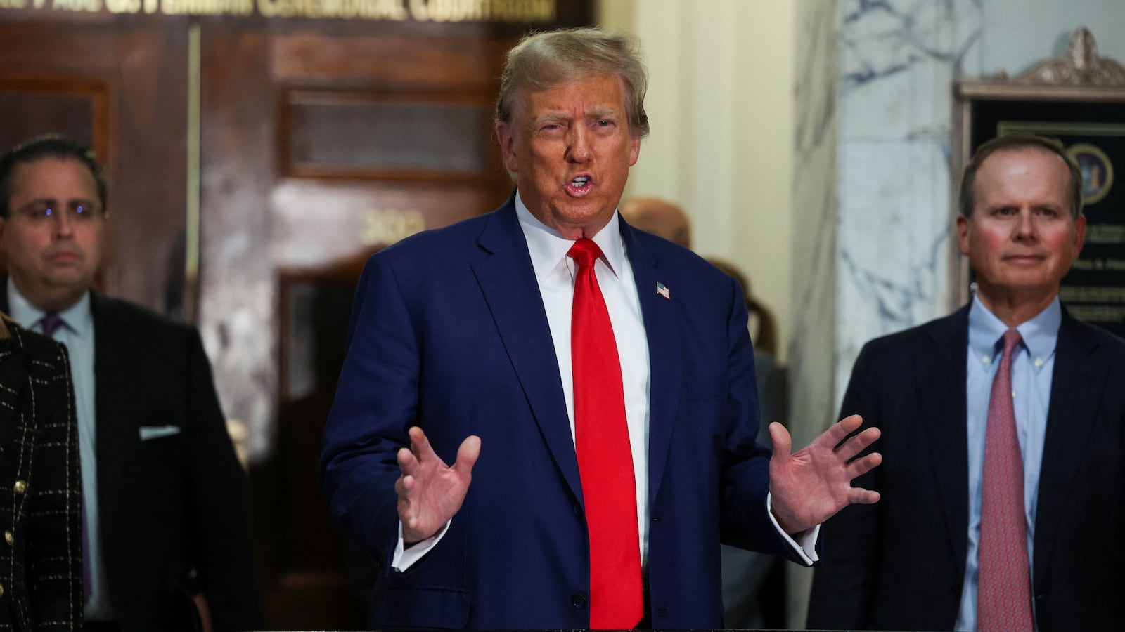 Former U.S. President Donald Trump attends the closing arguments in the Trump Organization civil fraud trial.