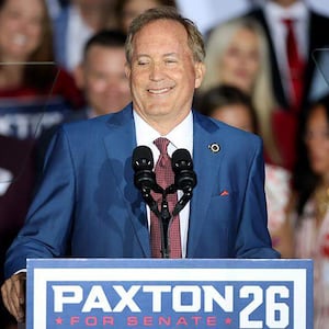 Texas Attorney General Ken Paxton speaks to supporters on Tuesday, May 26, 2026, in Plano, Texas. Paxton defeated incumbent Sen. John Cornyn in the U.S. Senate primary runoff. (Amanda McCoy/Fort Worth Star-Telegram/Tribune News Service via Getty Images)