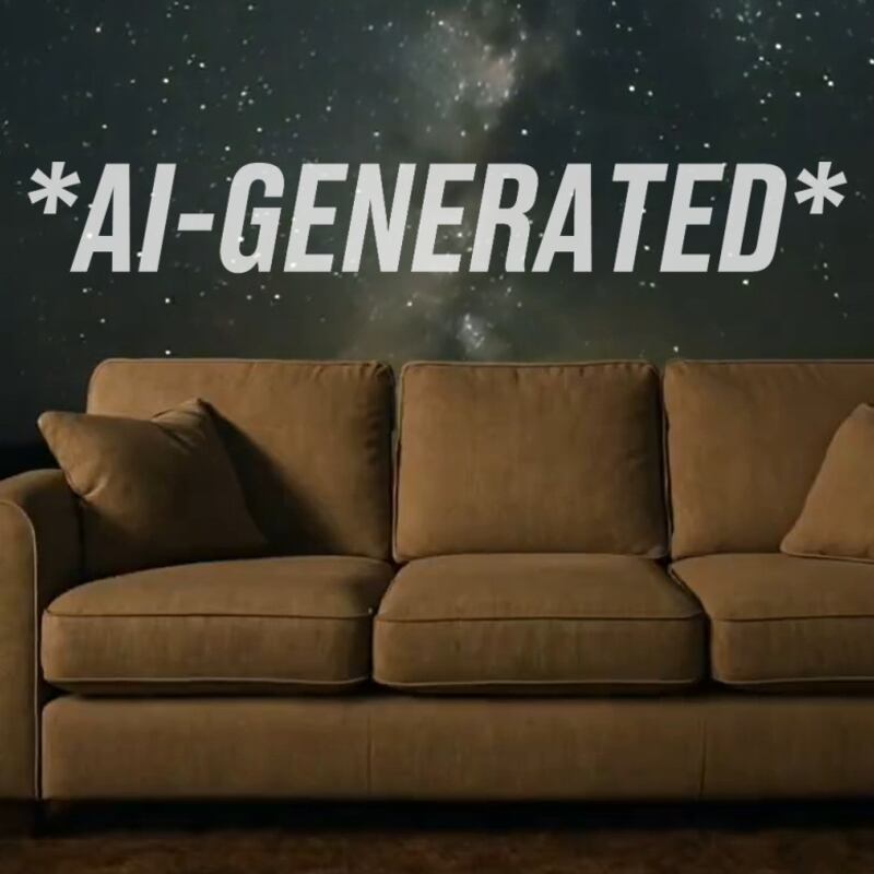 AI-generated picture of a brown couch.