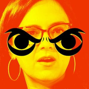 Bari Weiss with angry CBS eyes