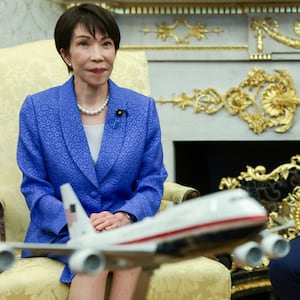 U.S. President Donald Trump meets with Japanese Prime Minister Sanae Takaichi in the Oval Office at the White House in Washington, D.C., U.S., March 19, 2026. REUTERS/Evelyn Hockstein