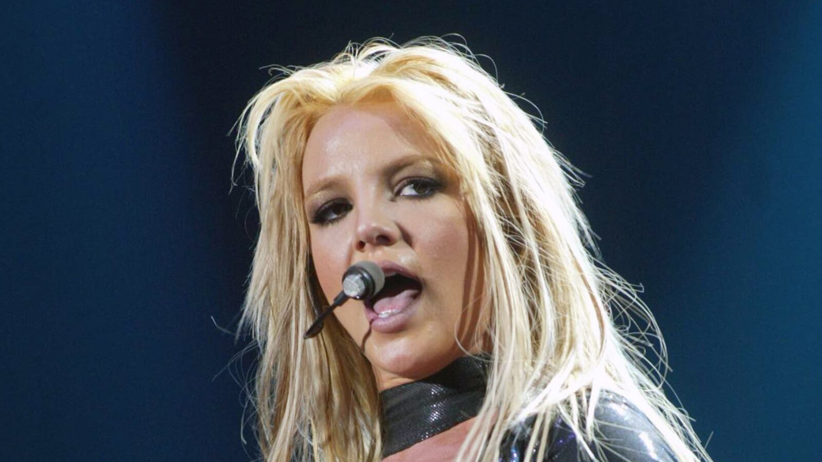 U.S pop singer Britney Spears performs in Budapest May 23, 2004, during her European 'The Onyx Hotel Tour.