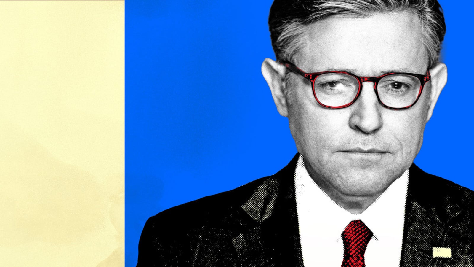 A photo illustration of Mike Johnson