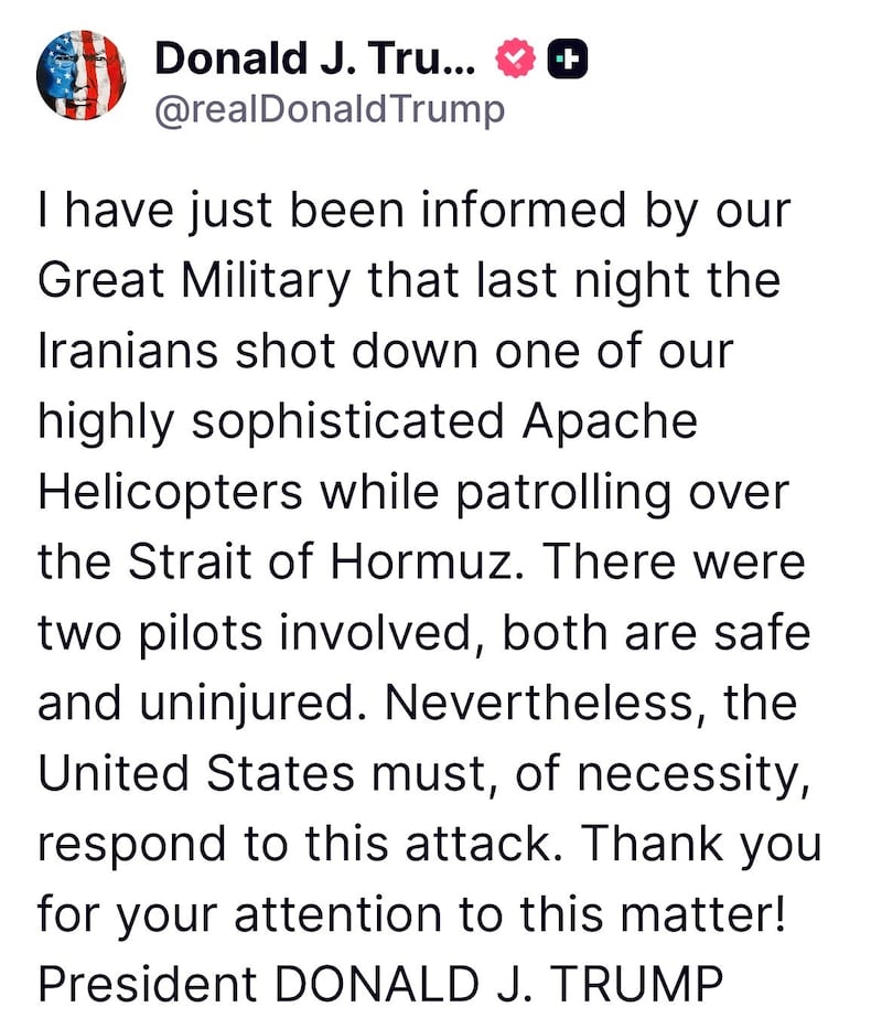Trump's Truth Social post.
