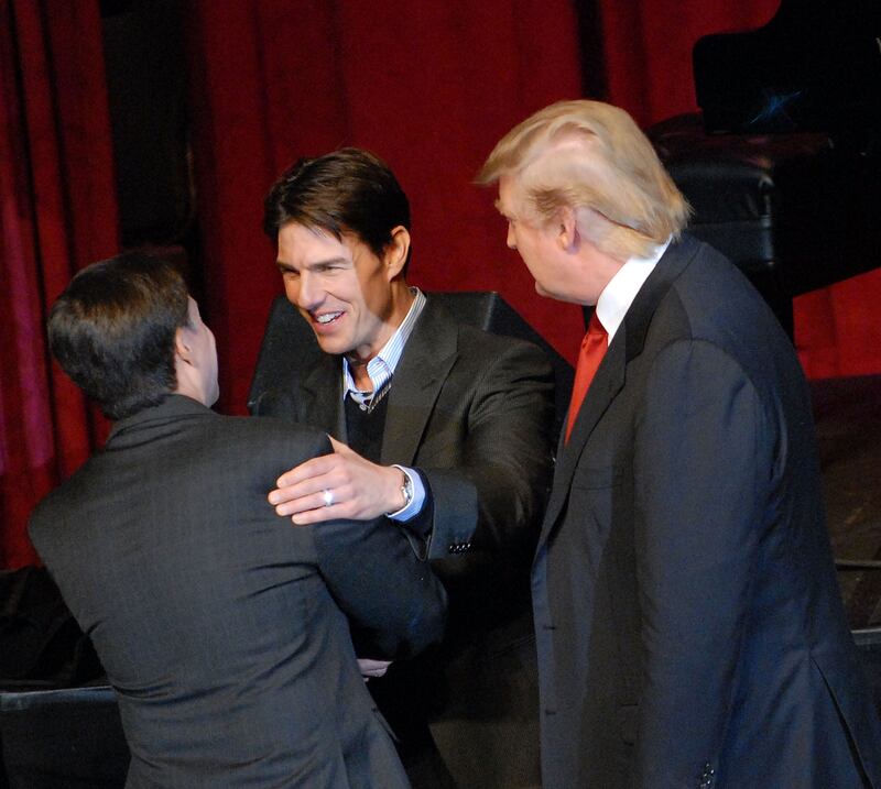 Bob Costas, Tom Cruise and Donald Trump at the Friars Club roast of Matt Lauer at the New York Hilton on October 24, 2008 in New York City.