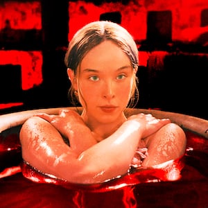 A photo illustration of Ella Beatty in Monster: The Lizzie Borden Story.